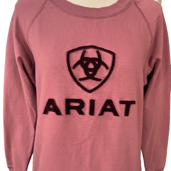 Ariat Women's Benicia Sweatshirt Raised Velvet Logo Blush Rose Size Medium - Picture 4 of 8